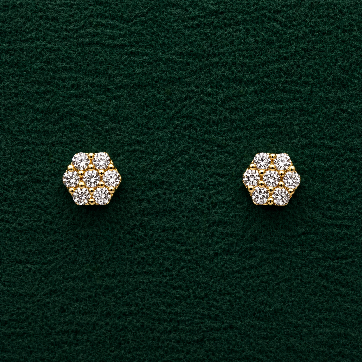 10K Yellow Gold Earrings with Pink Stones – Elegant Stone Stud Earrings
