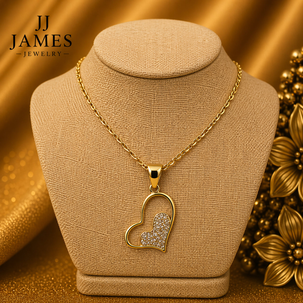 10K Yellow Gold Heart Pendant – Classic Romantic Gold Necklace Charm