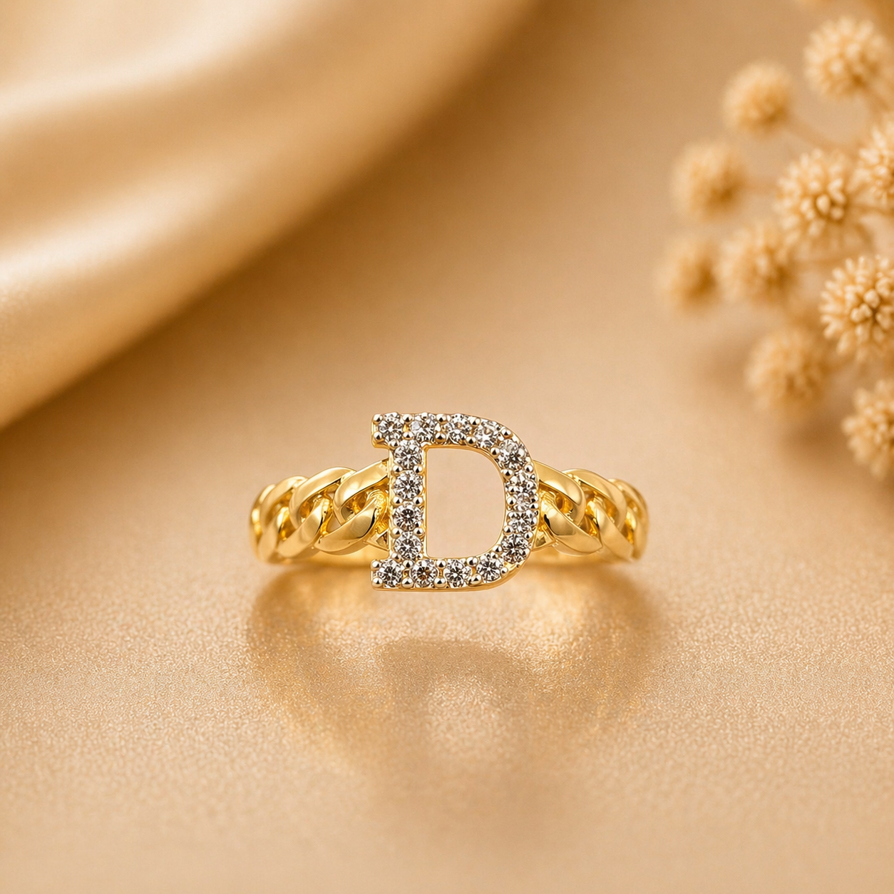 10K Yellow Gold Initial D Ring Size 7 – Polished Minimalist Letter Ring