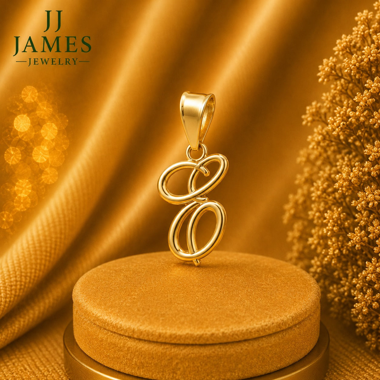 10K Yellow Gold Initial E Pendant – Personalized Letter Necklace Charm