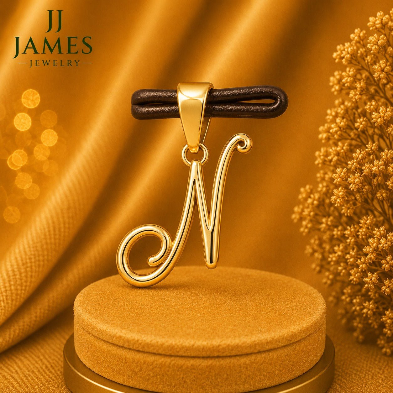 10K Yellow Gold Initial N Pendant – Personalized Letter Necklace Charm