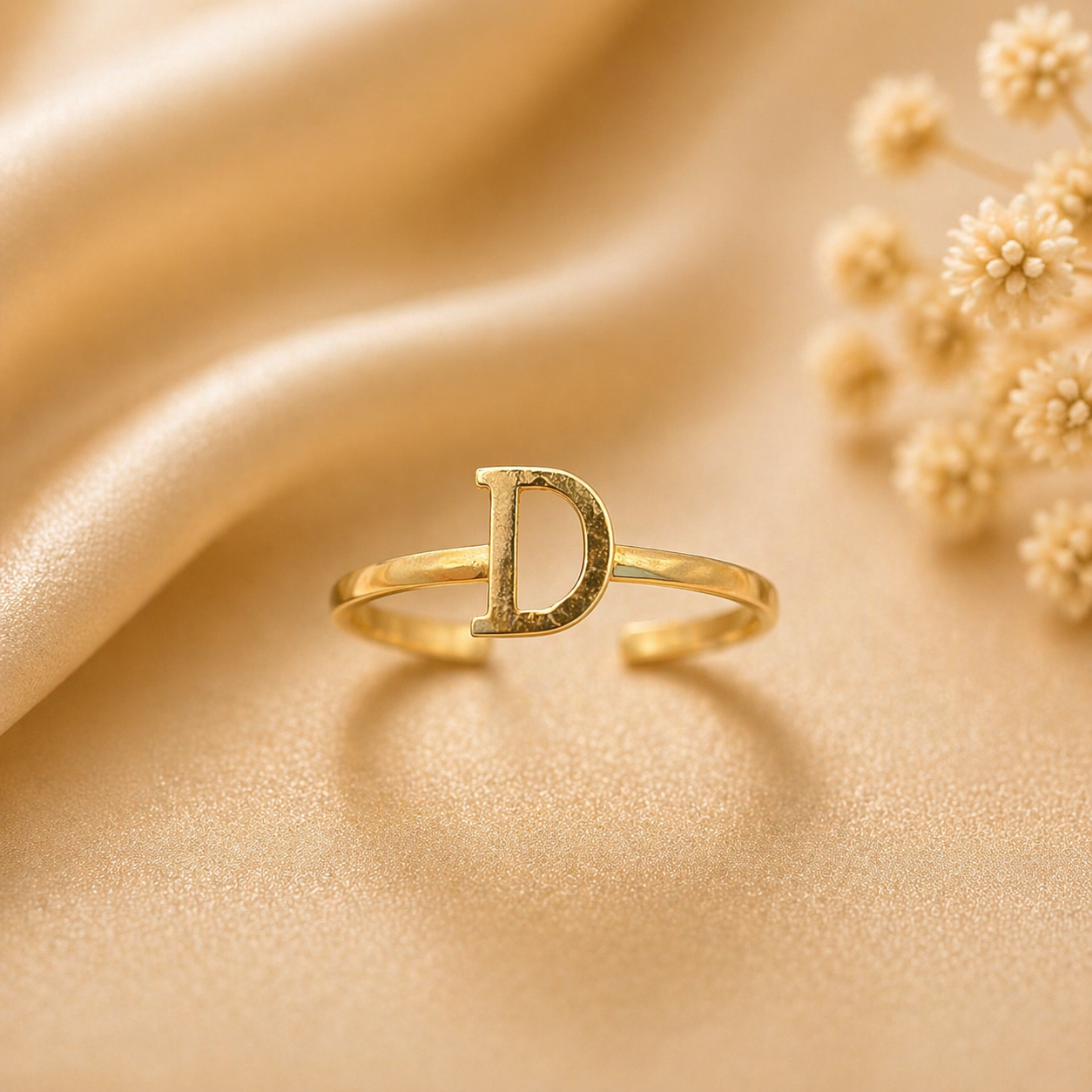 10K Yellow Gold Initial D Ring Size 7 – Personalized Letter Ring