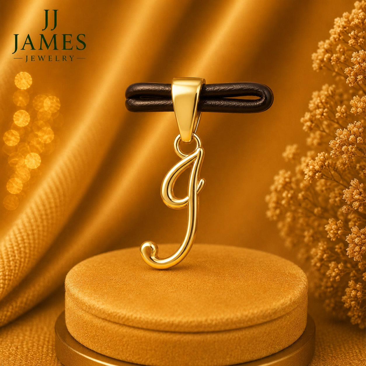 10K Yellow Gold Initial J Pendant – Personalized Letter Necklace Charm