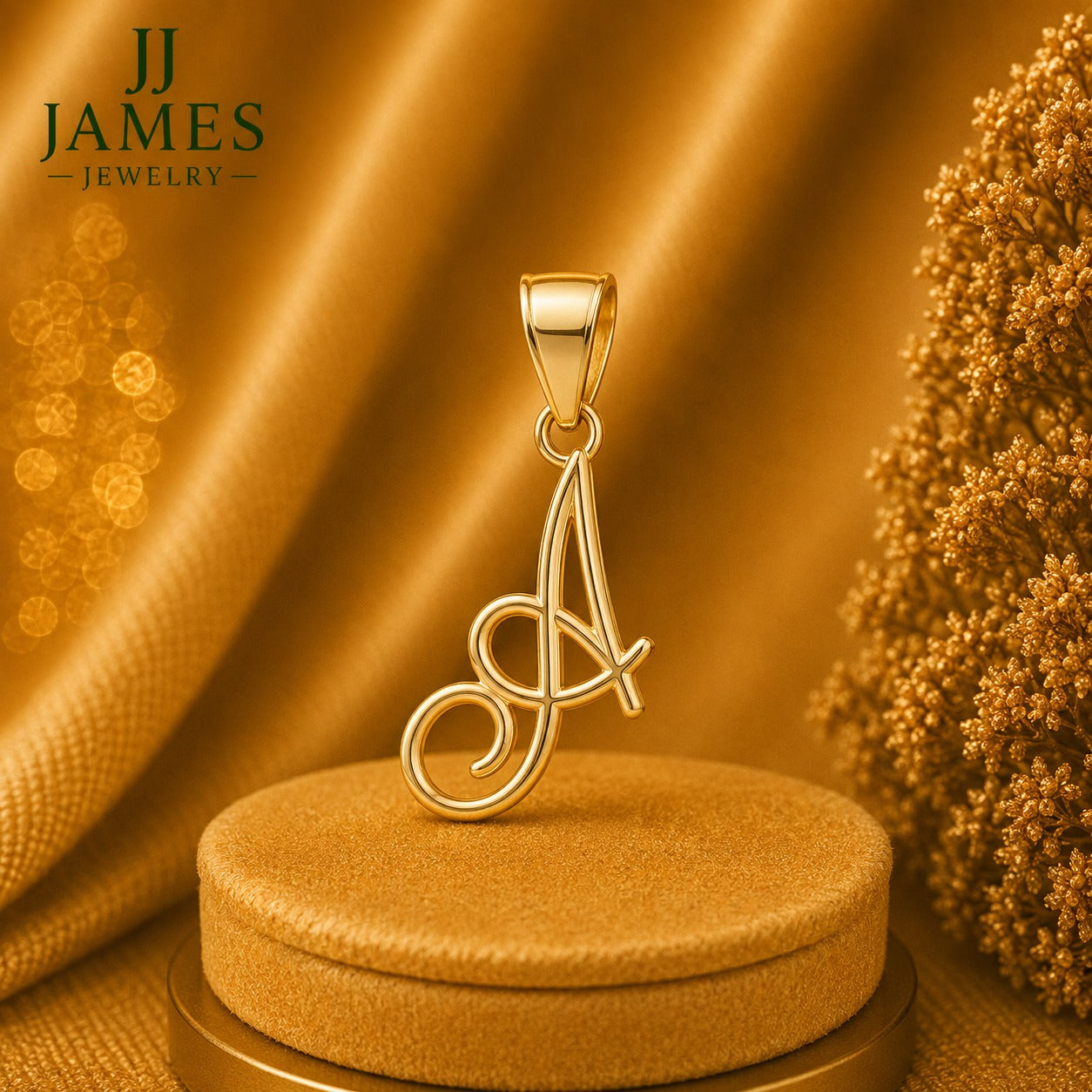 10K Yellow Gold Initial “A” Pendant – Personalized Letter Necklace Charm