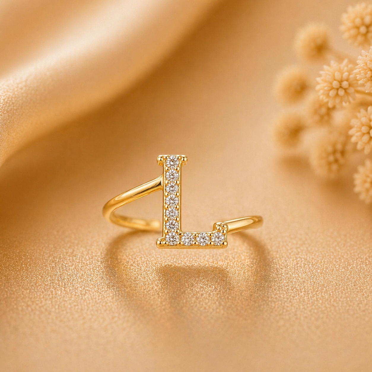 10K Yellow Gold Initial L Ring Size 7 – Personalized Letter Ring