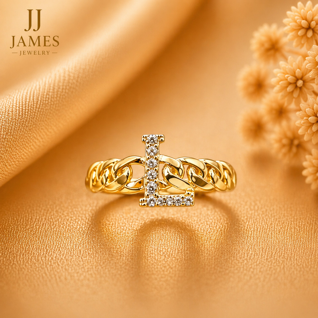 10K Yellow Gold Initial L Ring Size 7 – Personalized Letter Ring