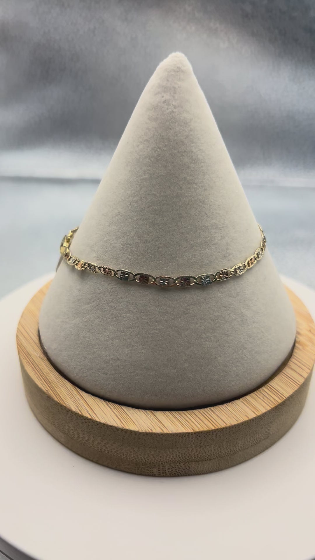 10K Three-Color Valentino Bracelet 7” – 3mm Elegant Link Gold Bracelet