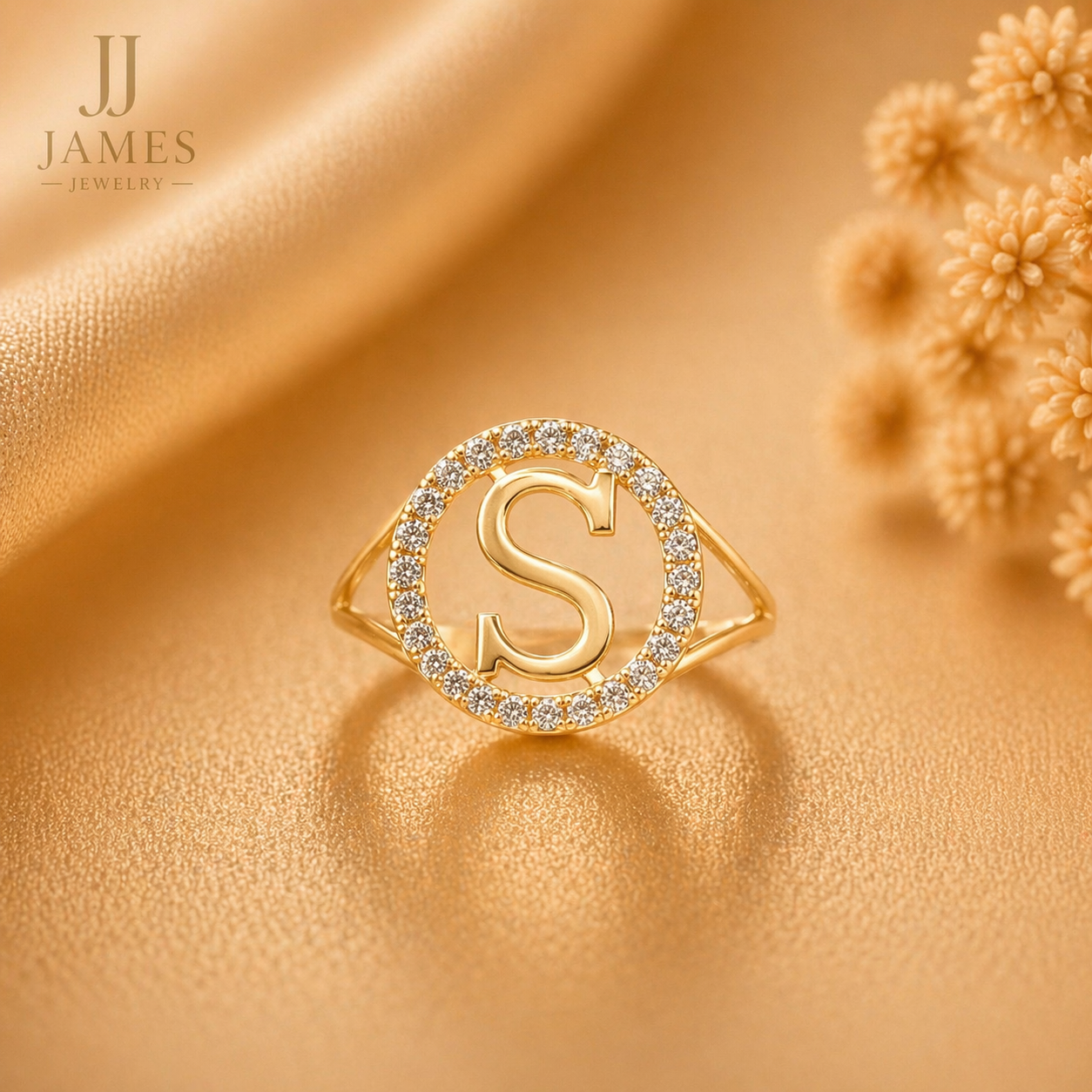 10K Yellow Gold Initial S Ring Size 7 – Personalized Letter Ring