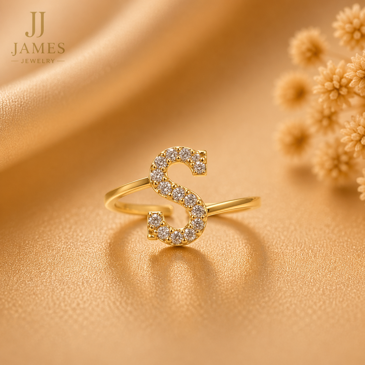 10K Yellow Gold Initial Ring Letter S Size 7 Personalized Jewelry Women
