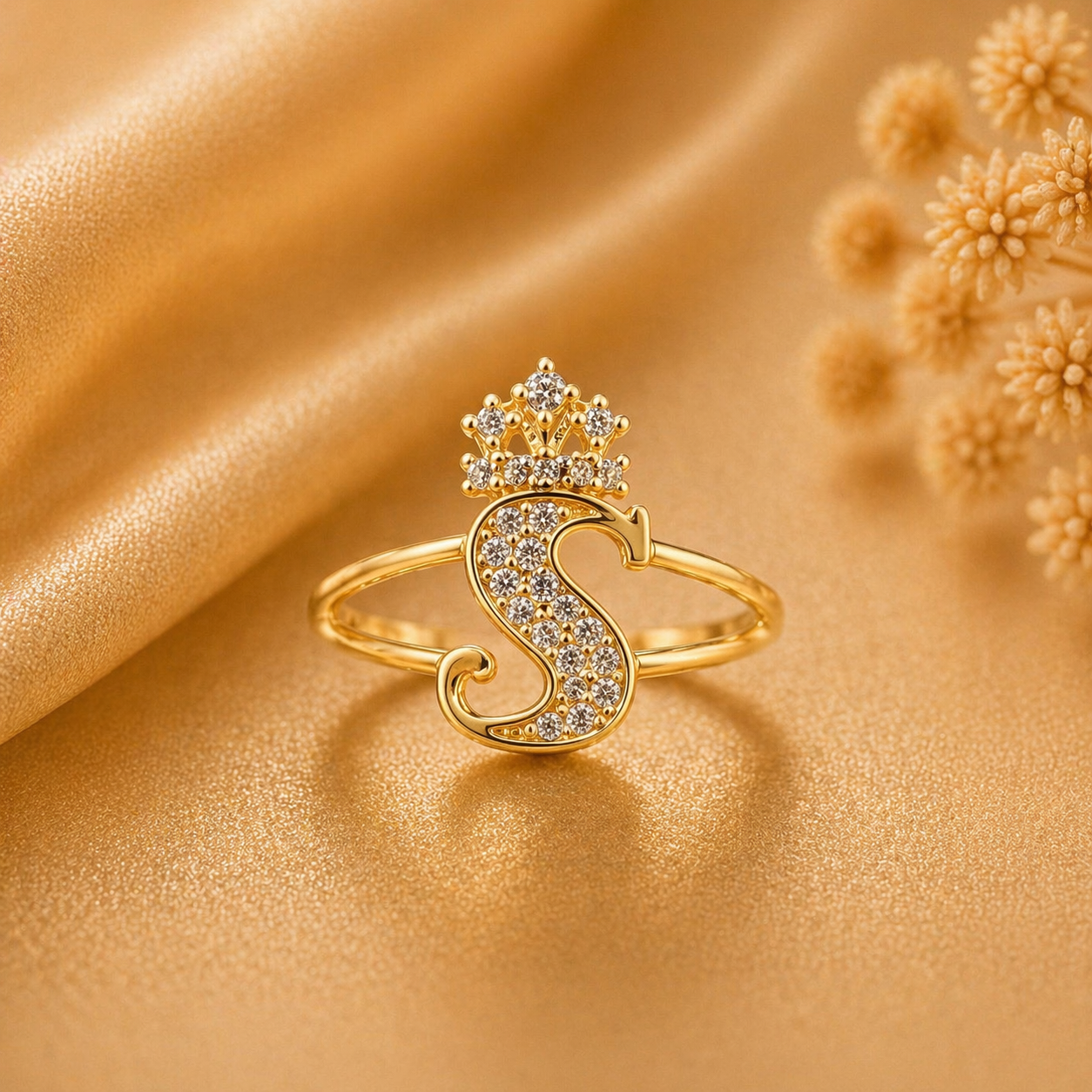 10K Yellow Gold Initial Ring Letter S Size 7.5 Personalized Jewelry Women